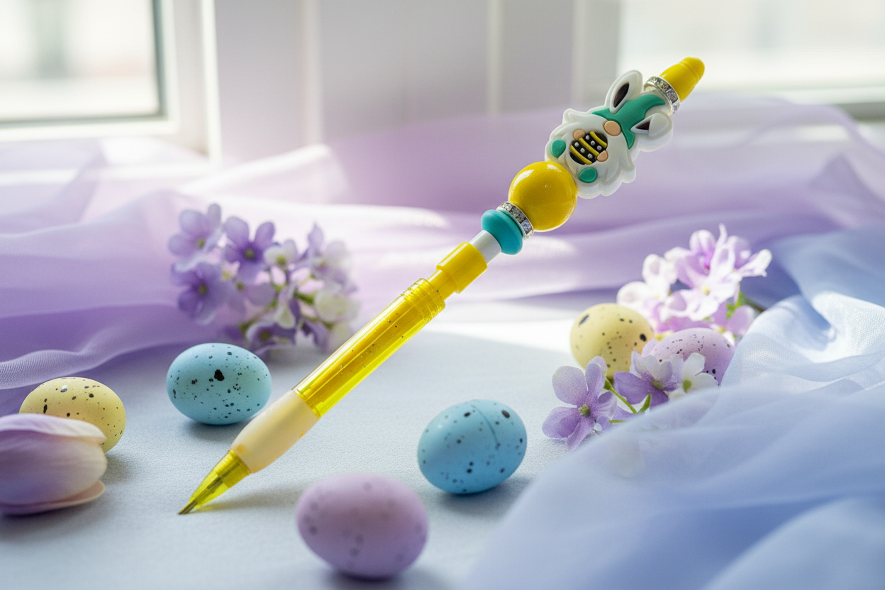 Gnome Easter Pencil in Spring Setting