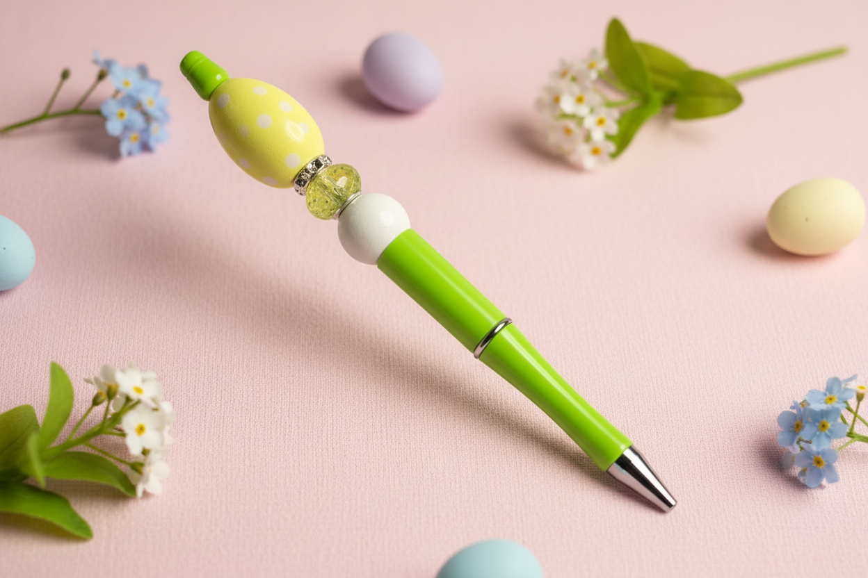 Green Pen with Yellow Egg in Spring Setting