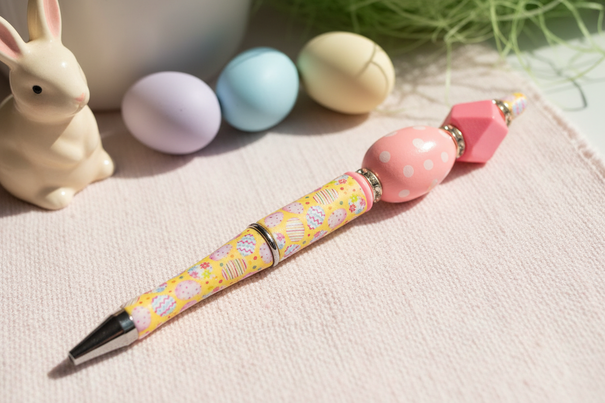 Pink & Yellow Egg Pen in Spring Setting